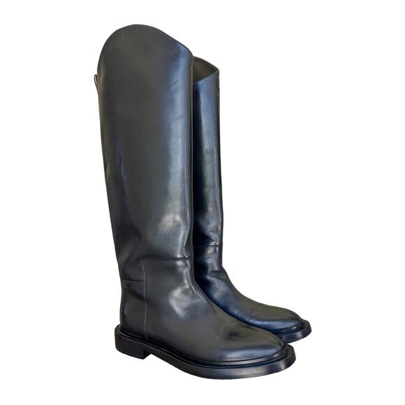 Jil Sander Shoes - JIL SANDER Black Leather Asymmetric Boots Women’s Size 39